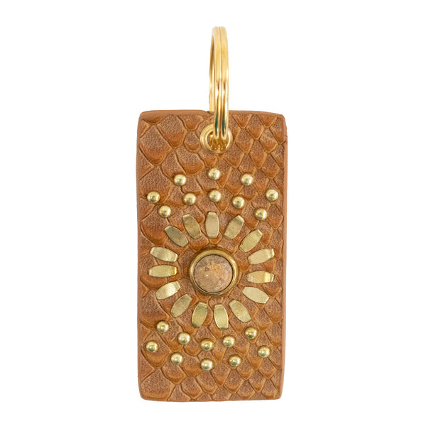 calleen cordero Sol Semi-precious Stone Keychain Coral Gold w/ Brass Art