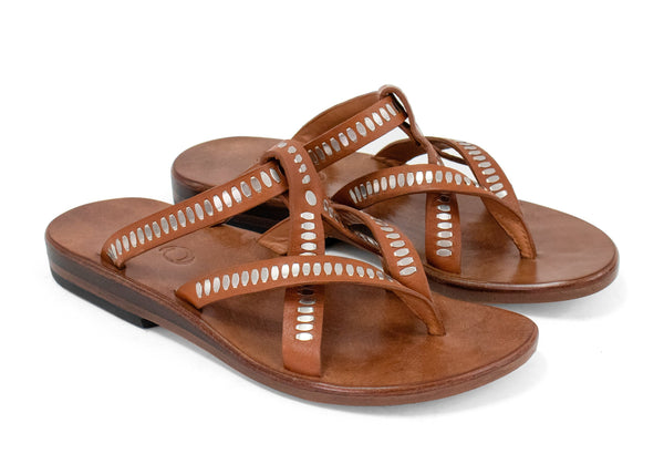 Calleen Cordero Soma Nita Sandal Slide Tan La Luz W/ Nickel Art