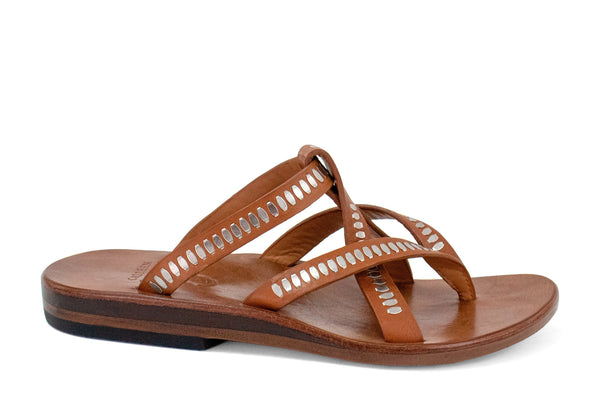 Calleen Cordero Soma Nita Sandal Slide Tan La Luz W/ Nickel Art