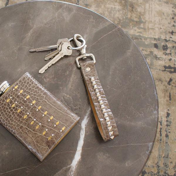 Calleen Cordero State Keychain Grey Croco W/ Nickel Art