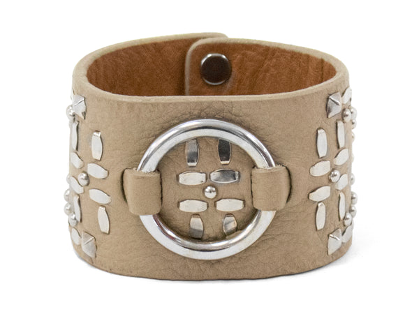 calleen cordero Suki 1.75" Bracelet Stone Nappa w/ Nickel Art