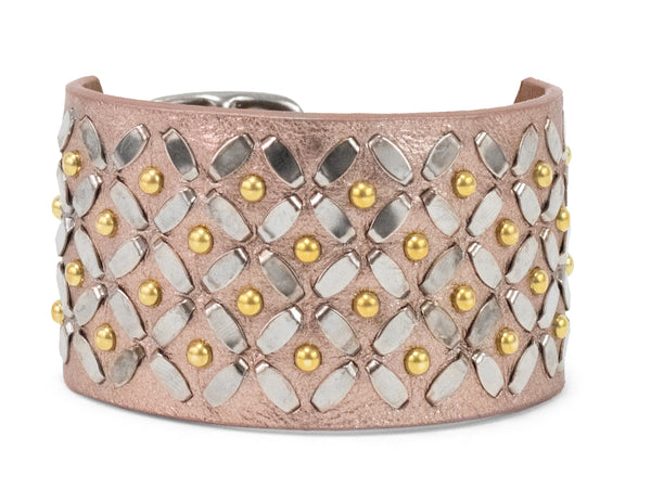 calleen cordero Sula 1.5" Buckle Bracelet Flamingo Britania w/ Brass & Nickel Art