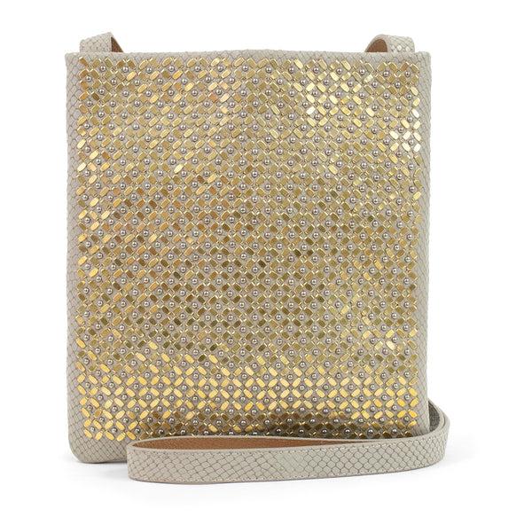 Calleen Cordero Sula Messenger Black Lizard W/ Nickel & Brass Art