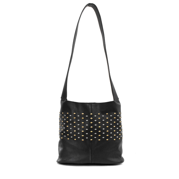 Calleen Cordero Tama "T" Messenger Black Aniline W/ Nickel & Brass Art