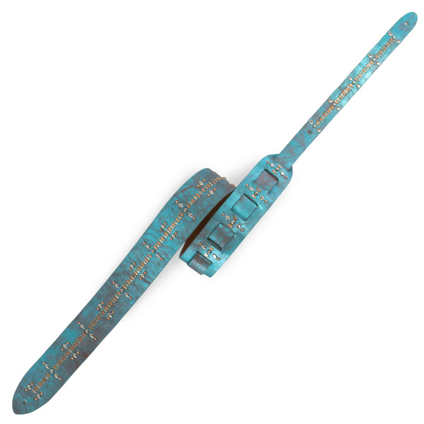 Calleen Cordero Tamara Guitar Strap Aqua Rust W/ Nickel & Copper Art