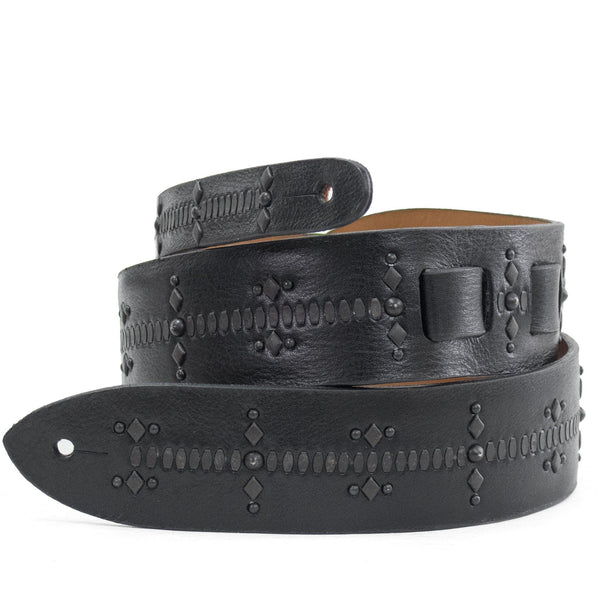 calleen cordero Tamara Guitar Strap Black Aniline w/ Black Art