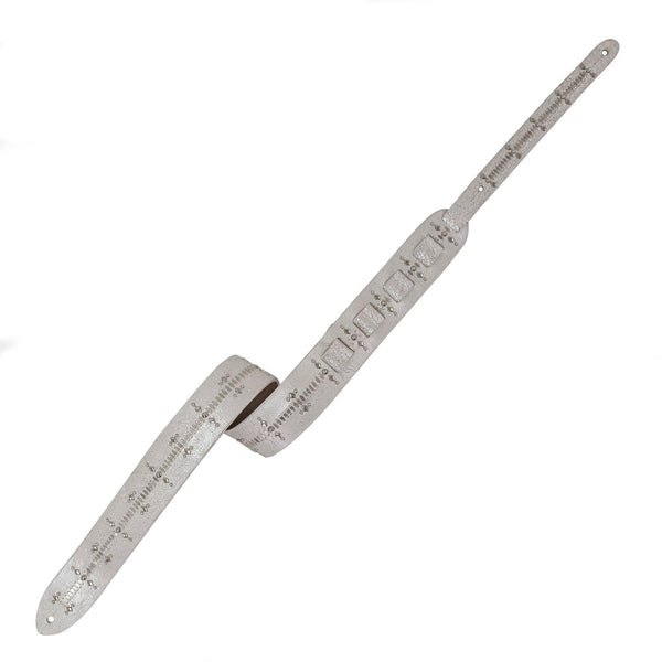 Calleen Cordero Tamara Guitar Strap White Pearl Cracked W/ Nickel Art