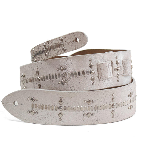 calleen cordero Tamara Guitar Strap White Pearl Cracked w/ Nickel Art