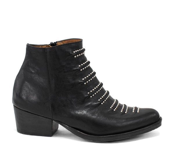 Calleen Cordero Tiba Short Boot Black Leather W/ Nickel Art