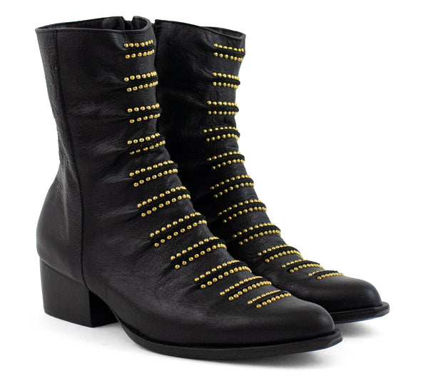 Calleen Cordero Tiba Tall Boot Black Belmont W/ Brass Art