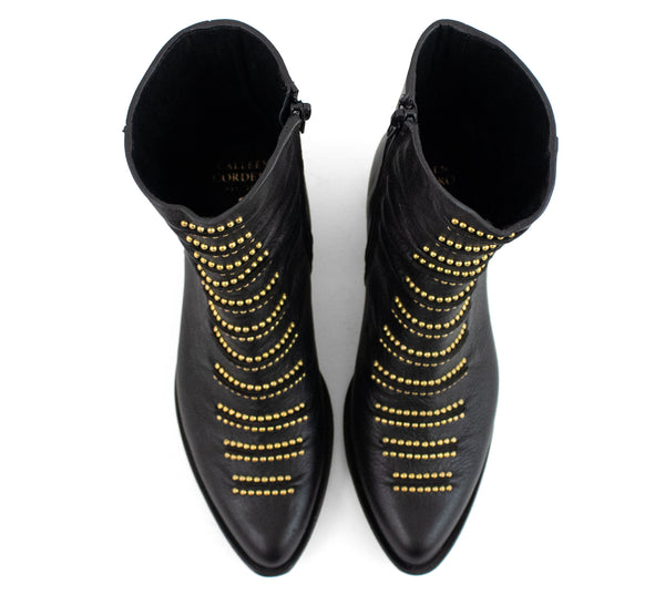 Calleen Cordero Tiba Tall Boot Black Belmont W/ Brass Art
