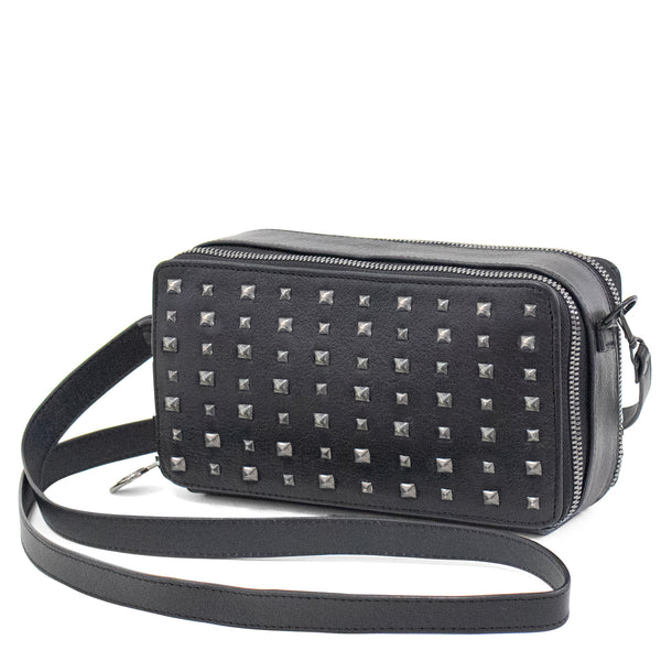 Calleen Cordero Tilda Large Easton Messenger Black Leather W/ Black Art