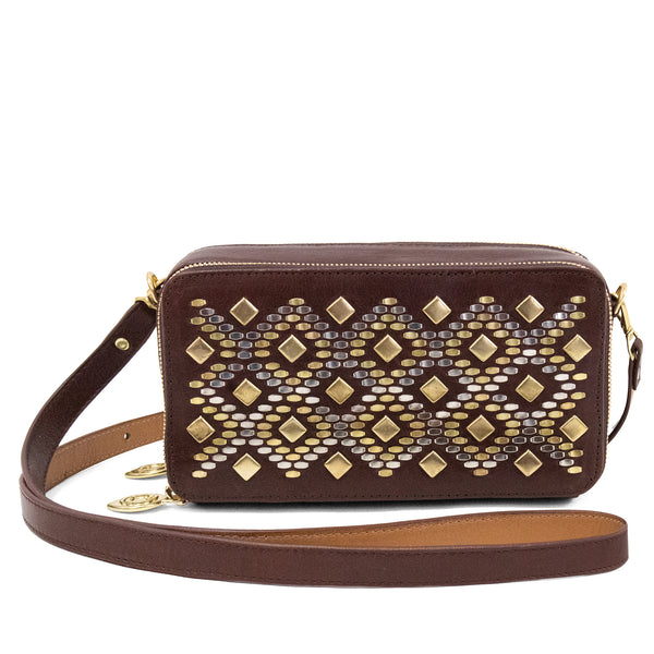 calleen cordero Tilda Large Ivy Messenger Walnut Brown Leather w/ Brass & Nickel