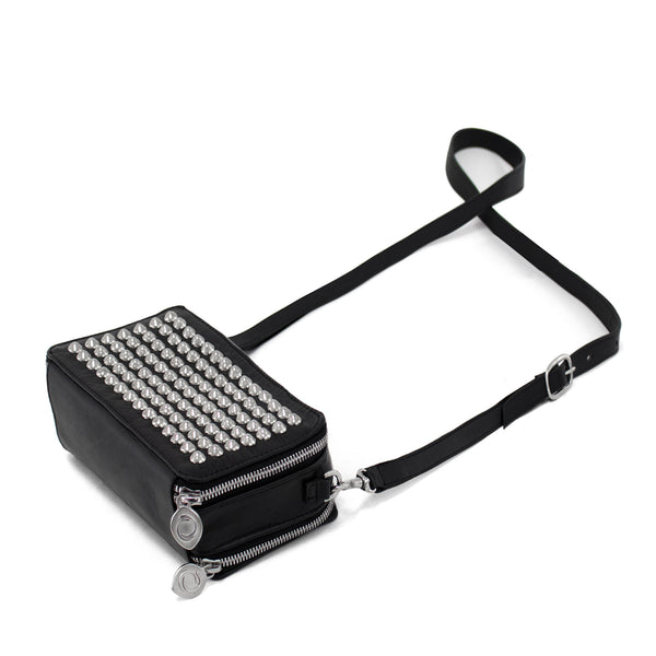 Calleen Cordero Tilda Large Tosa Messenger Black Leather W/ Nickel Art