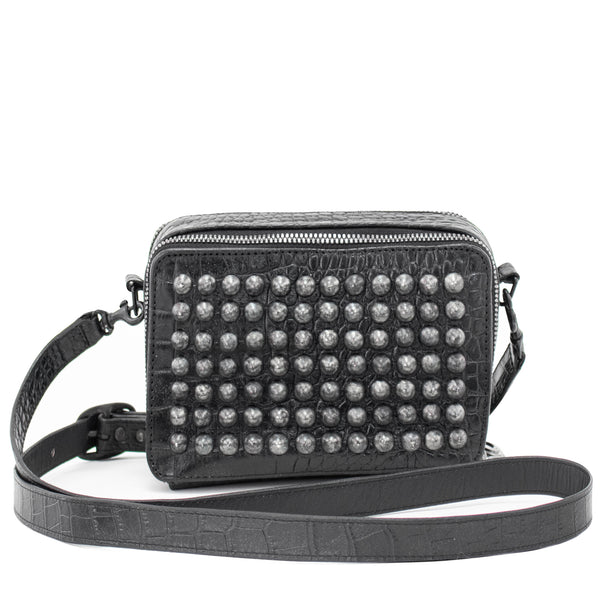 calleen cordero Tilda Tosa Messenger Black Embossed Croc w/ Black Art