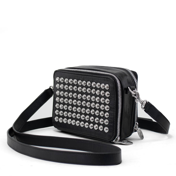 Calleen Cordero Tilda Tosa Messenger Black Leather W/ Nickel Art