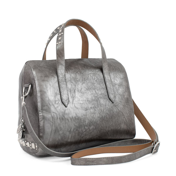 Calleen Cordero Titan Chia Messenger Black Suede W/ Brass Art