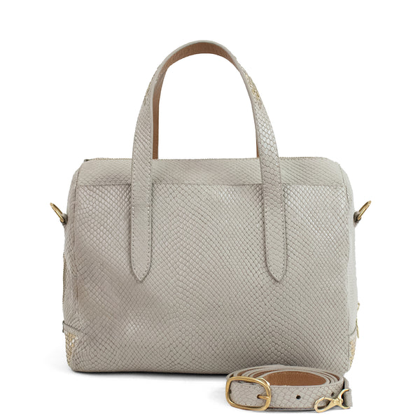 calleen cordero Titan Messenger Linen Lizard w/ Brass & Nickel Art