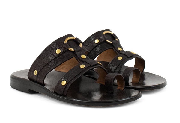 Calleen Cordero Tocci Sandal White MIlano W/ Brass Art