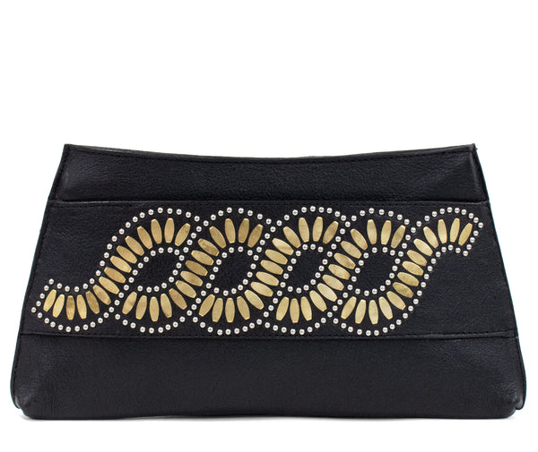 calleen cordero Topaz Clutch Black Belmont w/ Brass & Nickel Art