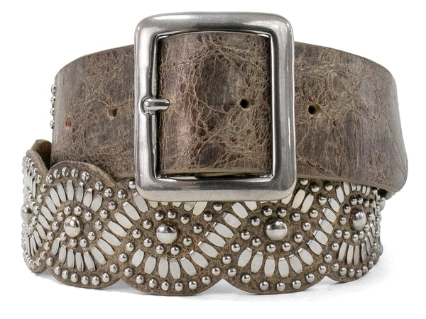 Calleen Cordero Topaz Sculpted 1.75" Belt Earth Rodeo W/ Nickel Art