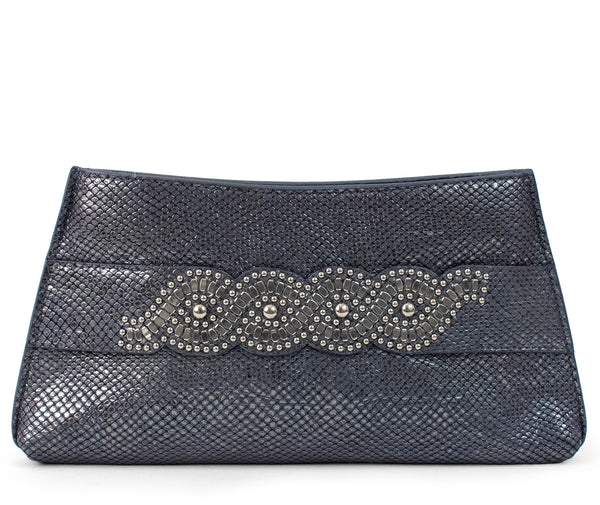 Calleen Cordero Topaz Sculpted Clutch Dusty Gold W/ Brass & Nickel Art