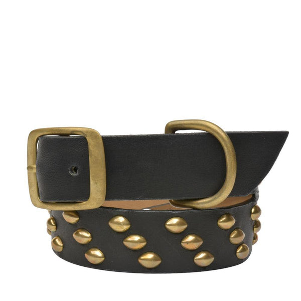 Calleen Cordero Tortuga 20" Dog Collars Black El Paso Leather W/ Nickel Art