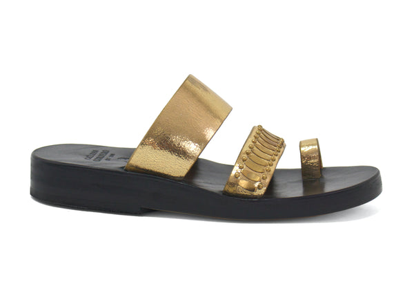 calleen cordero Treena Wedge Sandal Gold mirror w/ Brass Art