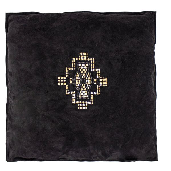 Calleen Cordero Tribecca 25" X 25" Pillow Case Tribecca Art - Black Suede W/ Brass & Black