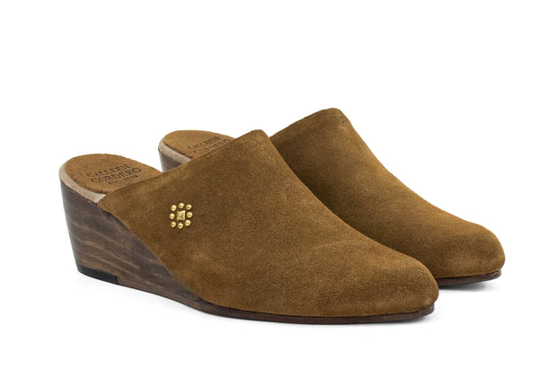 Calleen Cordero Ulla Mini Wedge Desert Sand Suede W/ Brass Art
