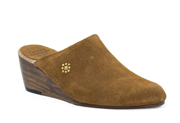 calleen cordero Ulla Mini Wedge Desert Sand Suede W/ Brass Art