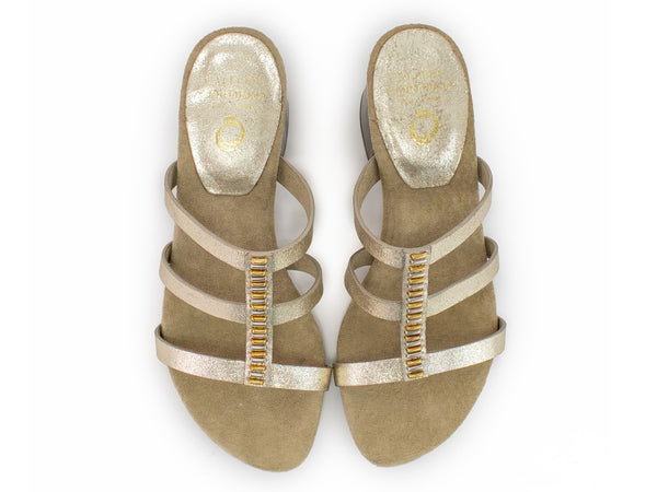 Calleen Cordero Valle 50 Heel Dusty Gold W/ Brass & Nickel Art