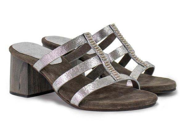 Calleen Cordero Valle 50 Heel Silver Mirror W/ Nickel Art