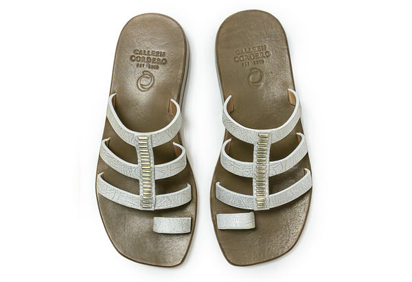 Calleen Cordero Valle Sandal White Nash W/ Nickel Art