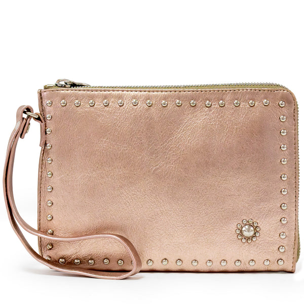 Calleen Cordero Vega Miel Wrislet Clutch Pewter Britania W/ Nickel Art