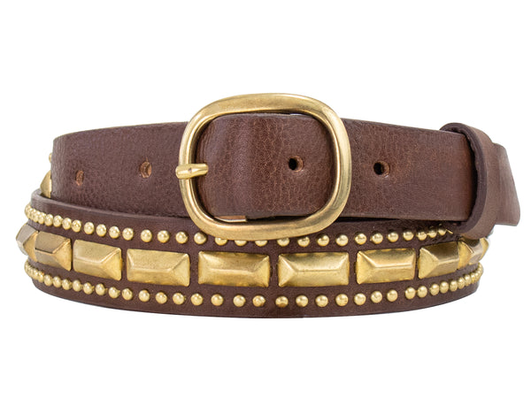 calleen cordero Villanova 1" Belt Brown Leather w/ Brass Art