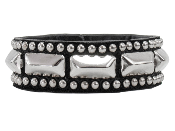 Calleen Cordero Villanova .75" Bracelet Black Cracked Pat W/ Brass Art