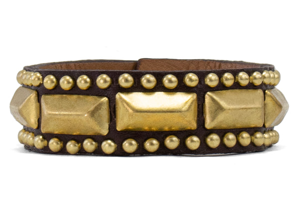 Calleen Cordero Villanova .75" Bracelet Black Cracked Pat W/ Brass Art