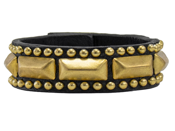 calleen cordero Villanova .75" Bracelet Black Cracked Pat w/ Brass Art