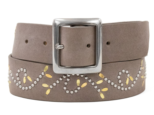 calleen cordero Viola 1.5" Belt Fawn Leather w/ Brass & Nickel Art