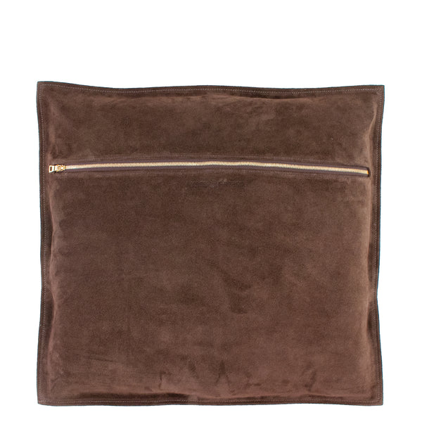 Calleen Cordero Viola 20" X 20" Pillow Case Chocolate Suede W/ Brass & Nickel