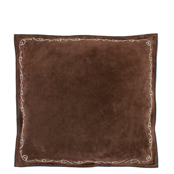calleen cordero Viola 20" x 20" Pillow Case Chocolate Suede w/ Brass & Nickel