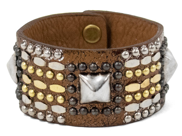 Calleen Cordero Viva 1.25" Bracelet Gold Mirror W/ Black Nickel & Brass