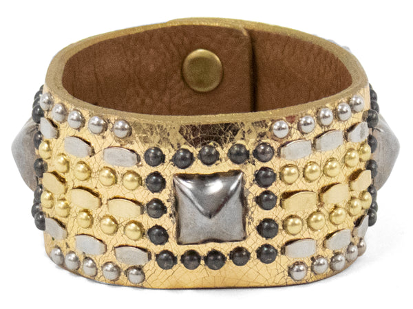 calleen cordero Viva 1.25" Bracelet Gold Mirror w/ Black Nickel & Brass