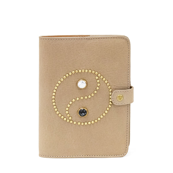 Calleen Cordero Ying Yang Notebook 4 1/2" W X 6" H Black Belmont W/ Nickel Art