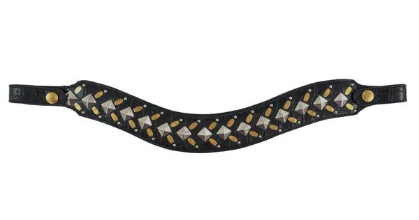 calleen cordero Zahara Browband Black Embossed Croc w/ Nickel and Brass