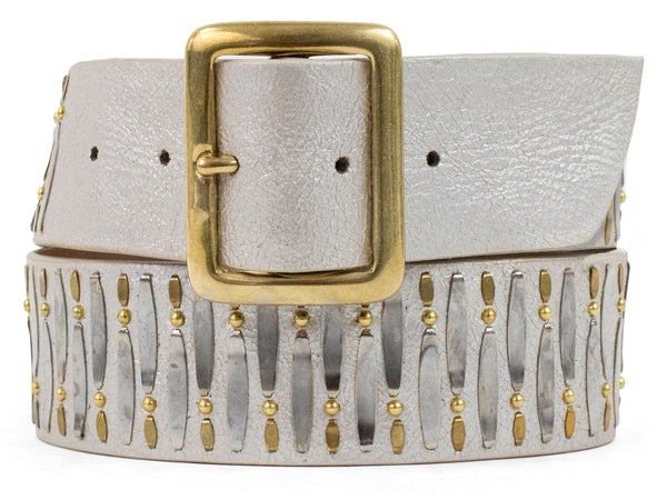 Calleen Cordero Zara 1.75" Belt Copper Pearl Cracked W/ Nickel Art