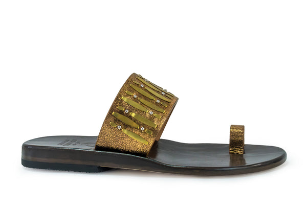 Calleen Cordero Zara Sandal Dusty Gold W/ Nickel & Brass Art