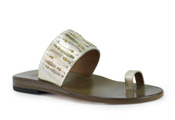 calleen cordero Zara Sandal Dusty Gold w/ Nickel & Brass Art