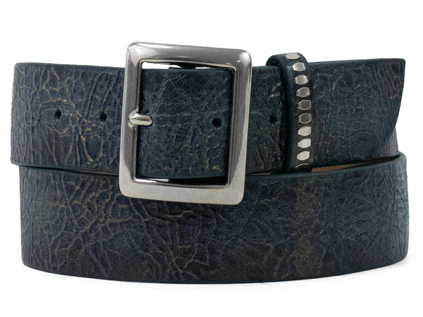 calleen cordero Zen 1.5" Belt Navy Tornado w/ Solid Nickel Buckle